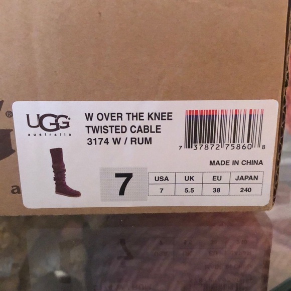 UGG- Over the Knee Twisted Cable Ugg Boots (Rum) Size 7 - Picture 2 of 7